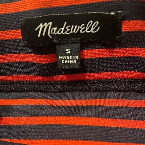Madewell Striped Downtown Ponte Knit Pencil Skirt Size, red blue, small S - Picture 6 of 8